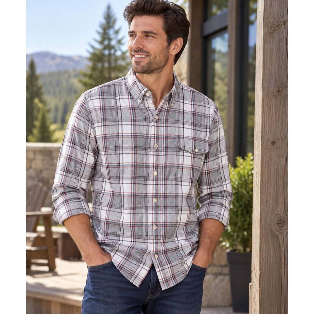GAP Mens 2XL Slim Fit Plaid Button Down Shirt 100% Cotton Career Casual Shirt